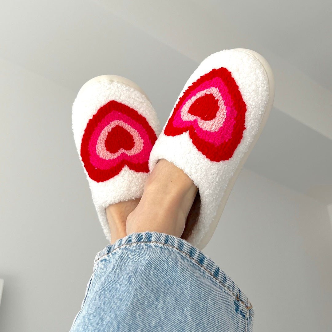 Heart Slippers | Plush House Slippers Women | Non Slip-Fashion Nora