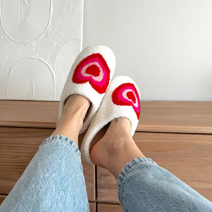 Heart Slippers | Plush House Slippers Women | Non Slip-Fashion Nora