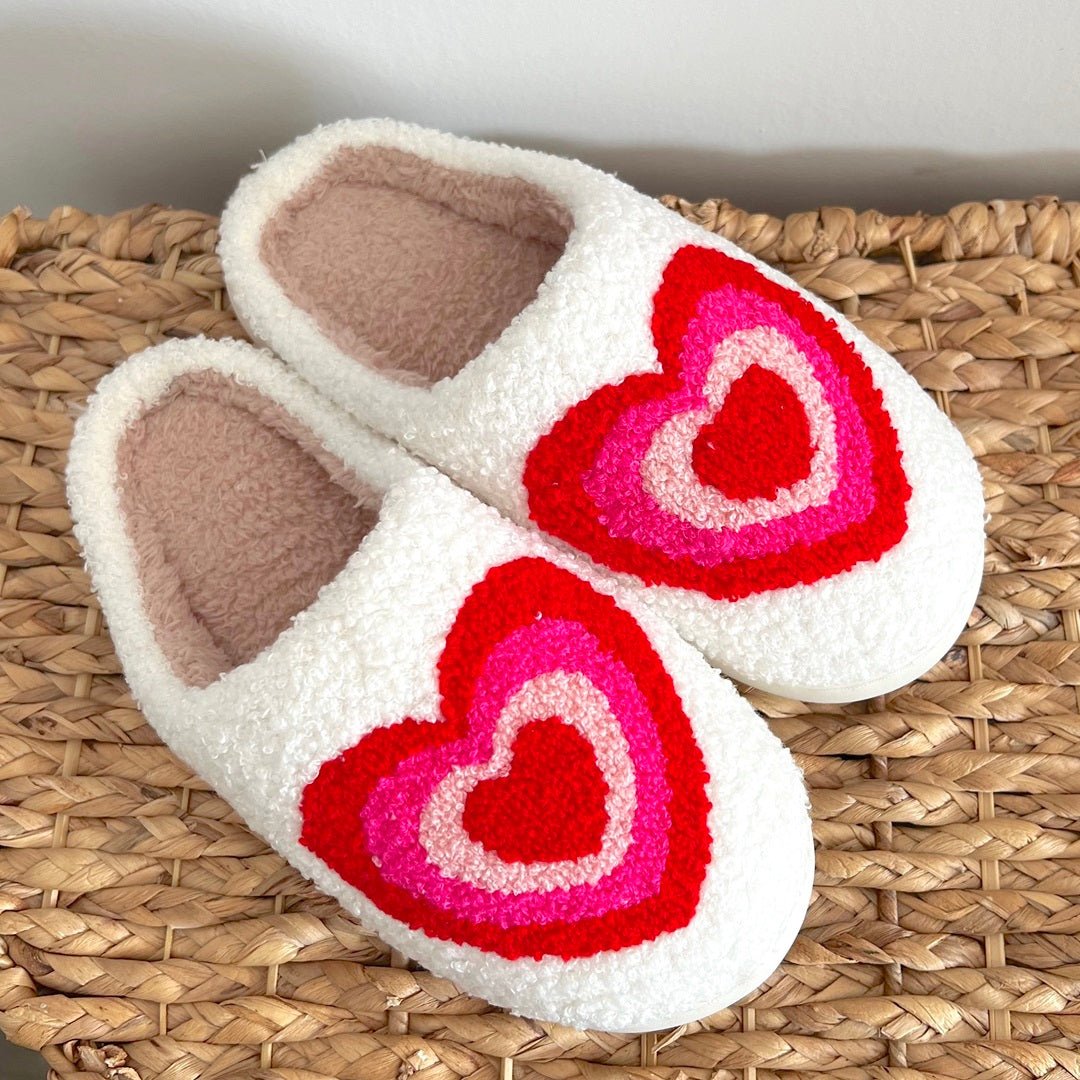 Heart Slippers | Plush House Slippers Women | Non Slip-Fashion Nora