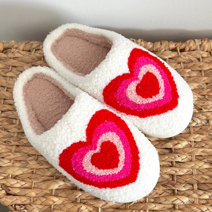 Heart Slippers | Plush House Slippers Women | Non Slip-Fashion Nora