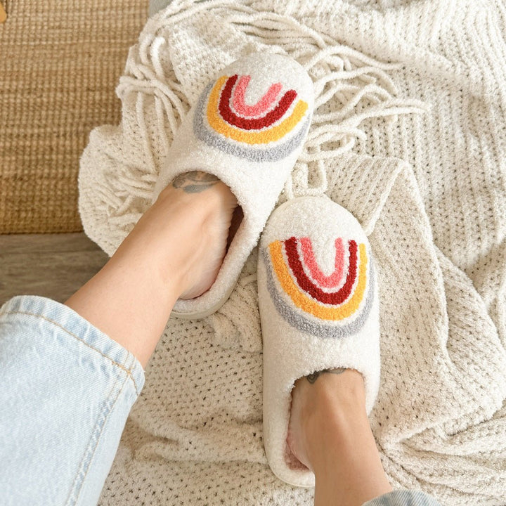 Rainbow Slippers | Plush House Slippers Women | Non Slip-Fashion Nora