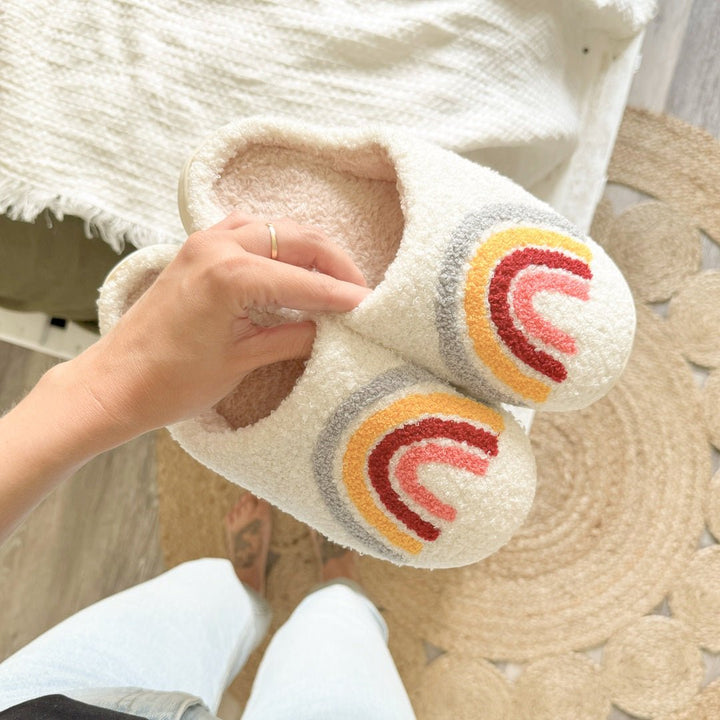 Rainbow Slippers | Plush House Slippers Women | Non Slip-Fashion Nora