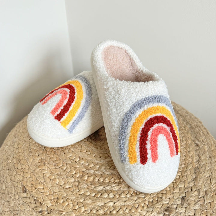 Rainbow Slippers | Plush House Slippers Women | Non Slip-Fashion Nora