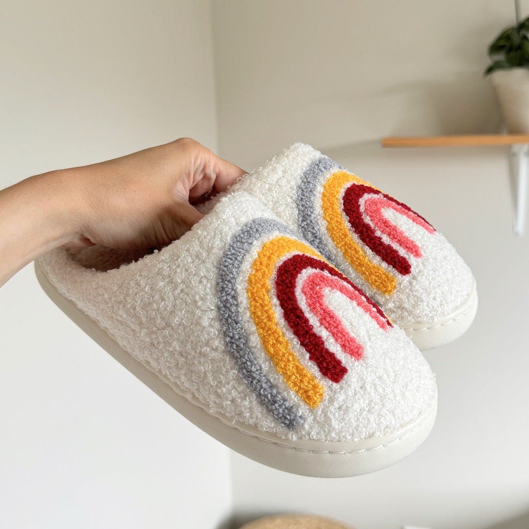 Rainbow Slippers | Plush House Slippers Women | Non Slip-Fashion Nora