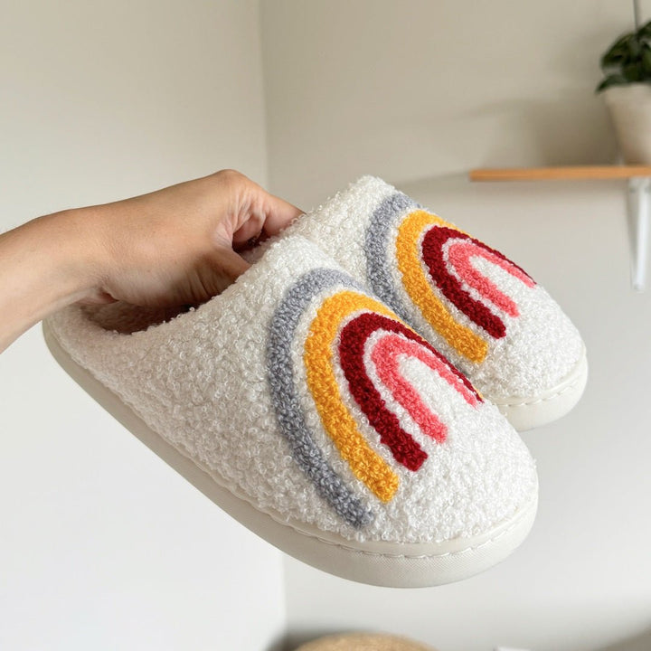Rainbow Slippers | Plush House Slippers Women | Non Slip-Fashion Nora