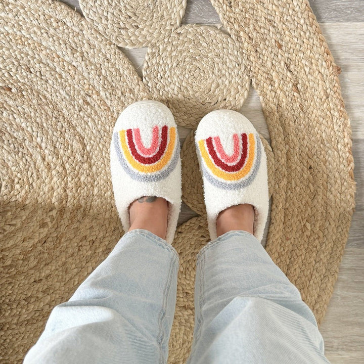 Rainbow Slippers | Plush House Slippers Women | Non Slip-Fashion Nora