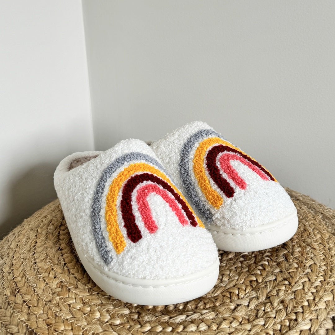 Rainbow Slippers | Plush House Slippers Women | Non Slip-Fashion Nora