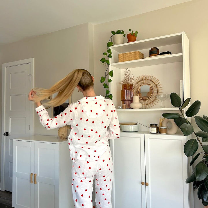 Heart Pyjamas | Muslin Pyjama Set Women | Long Sleeve-Fashion Nora