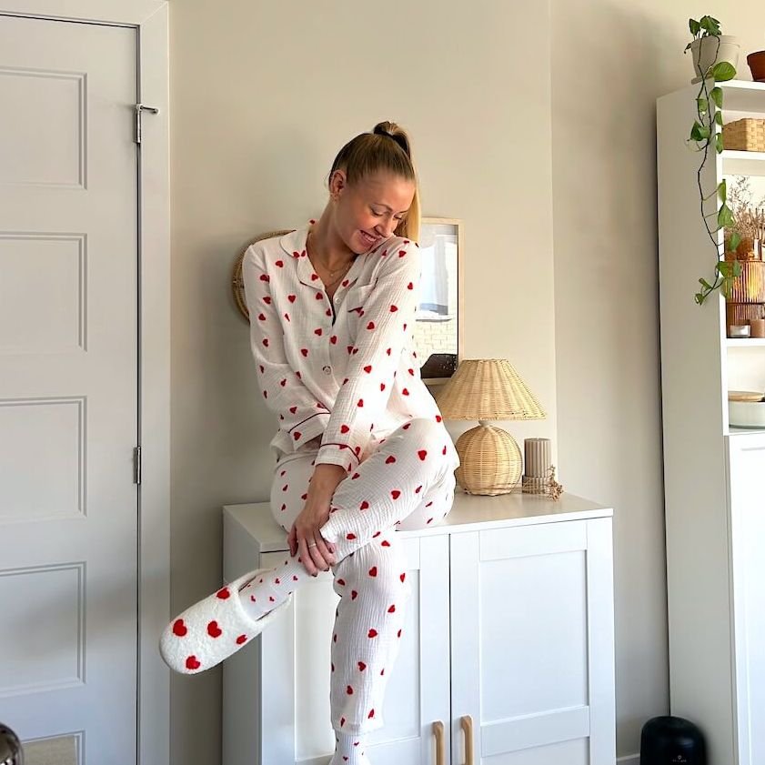 Heart Pyjamas | Muslin Pyjama Set Women | Long Sleeve-Fashion Nora