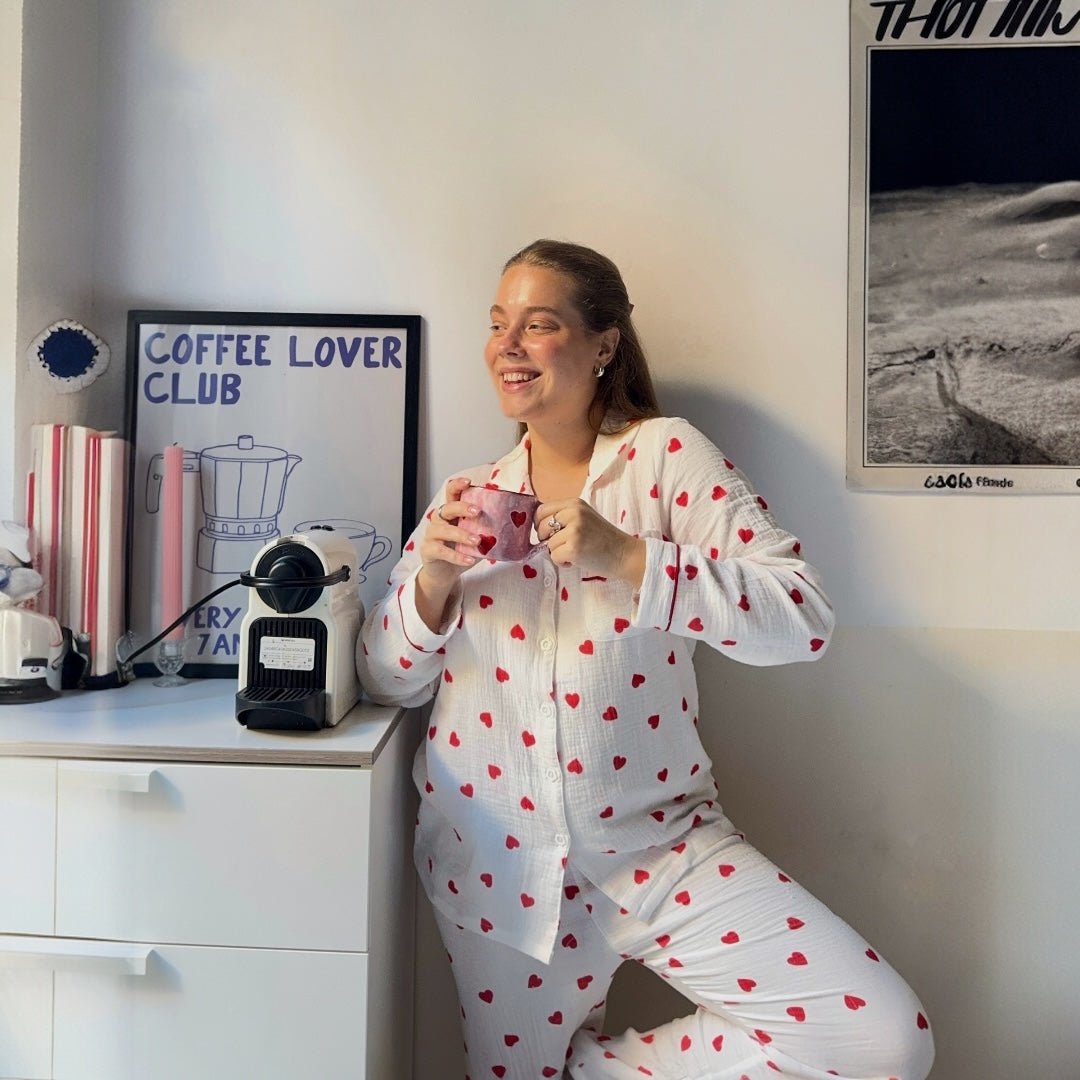 Heart Pyjamas | Muslin Pyjama Set Women | Long Sleeve-Fashion Nora