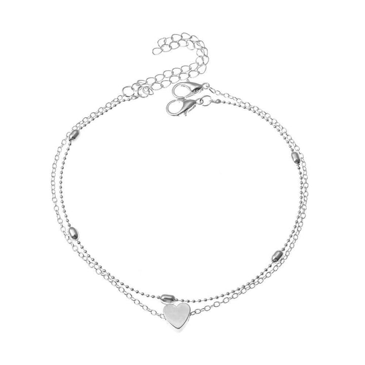 Heart Anklet | Gold or Silver | Layered Adjustable Anklets-Fashion Nora