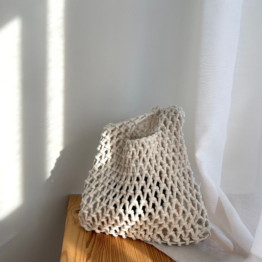 Crochet Handbag | Open Weave Cotton | Small Shoulder Bag-Fashion Nora