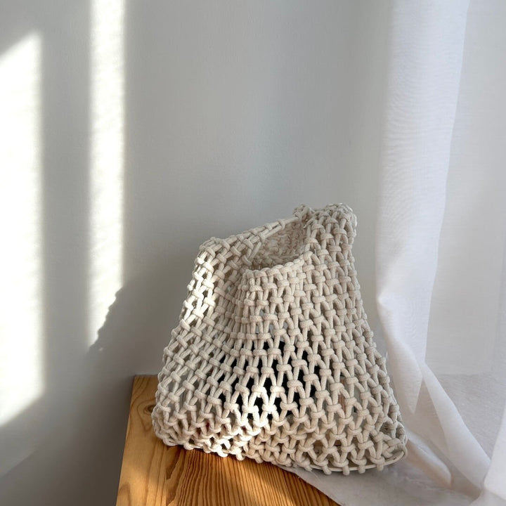 Crochet Handbag | Open Weave Cotton | Small Shoulder Bag-Fashion Nora