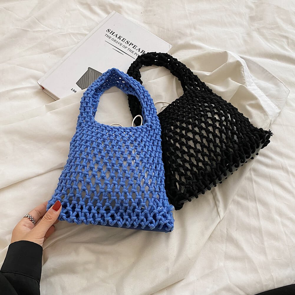 Crochet Handbag | Open Weave Cotton | Small Shoulder Bag-Fashion Nora