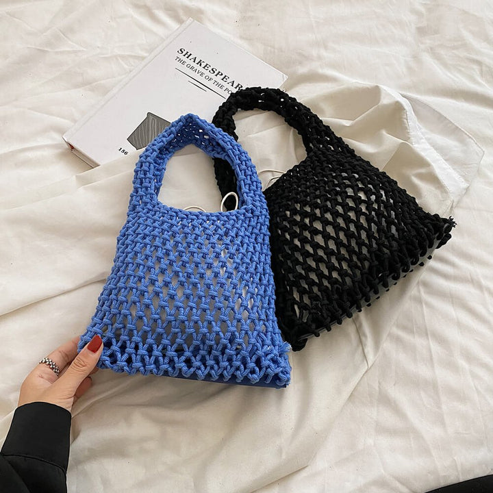 Crochet Handbag | Open Weave Cotton | Small Shoulder Bag-Fashion Nora