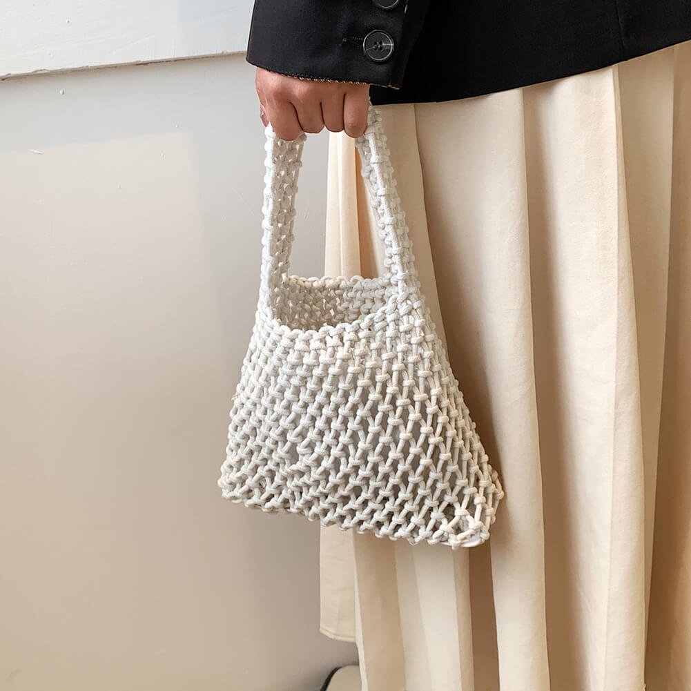 Crochet Handbag | Open Weave Cotton | Small Shoulder Bag-Fashion Nora