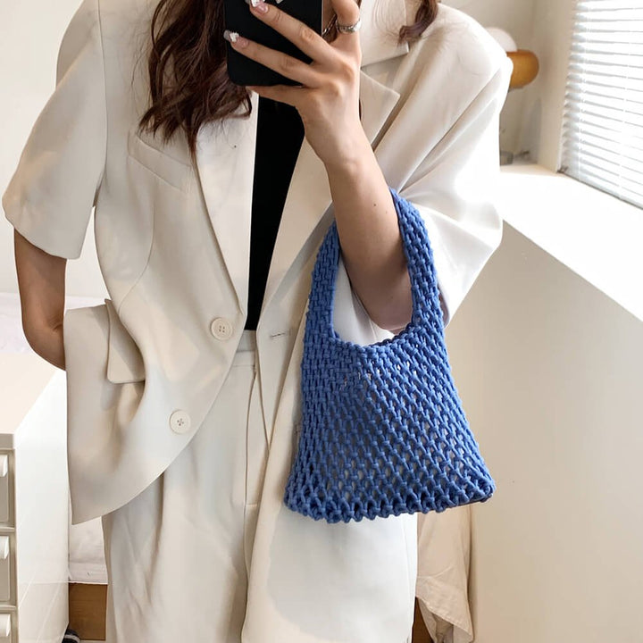 Crochet Handbag | Open Weave Cotton | Small Shoulder Bag-Fashion Nora