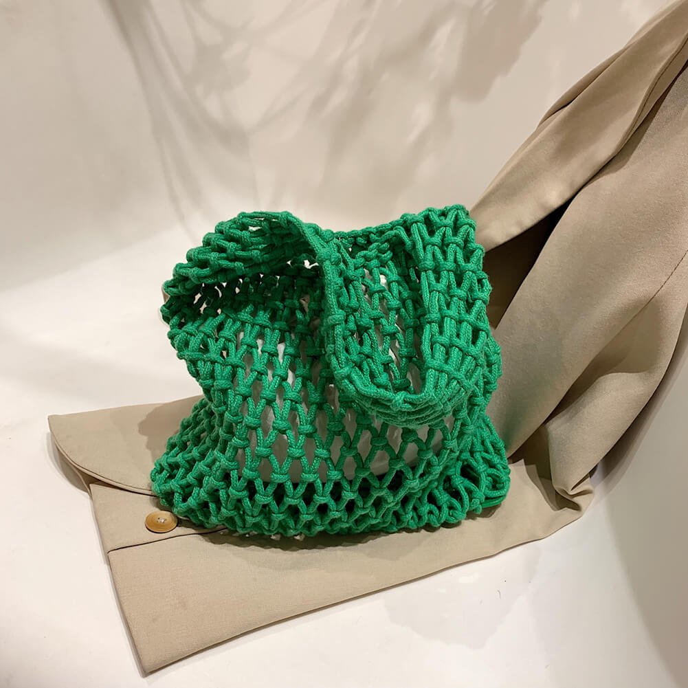 Crochet Handbag | Open Weave Cotton | Small Shoulder Bag-Fashion Nora