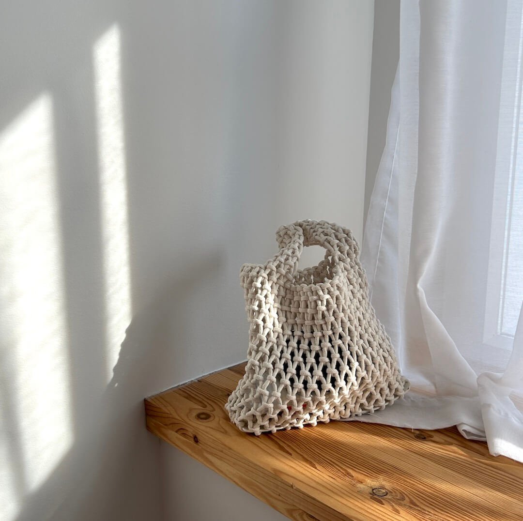 Crochet Handbag | Open Weave Cotton | Small Shoulder Bag-Fashion Nora