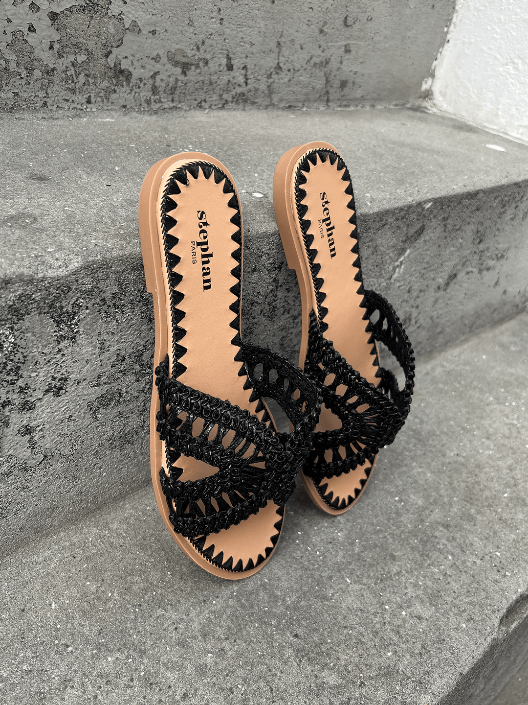 Juliet Braided Boho Flat Sandals - Black-Fashion Nora
