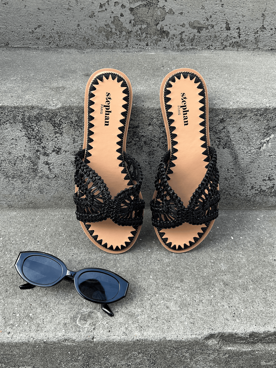 Juliet Braided Boho Flat Sandals - Black-Fashion Nora