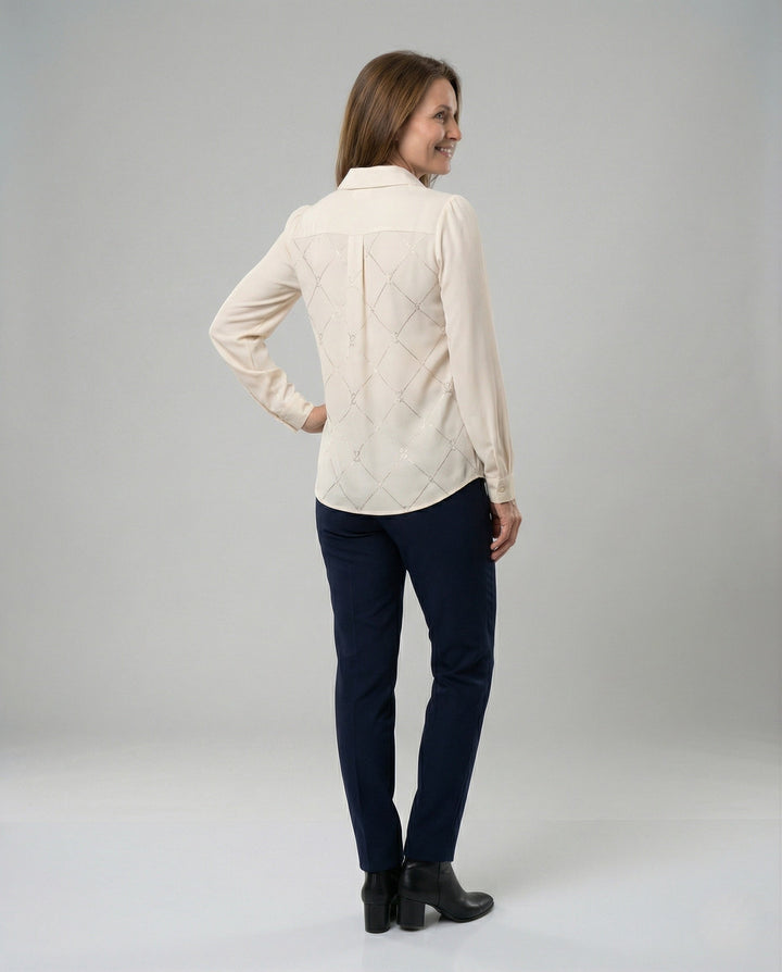 Layered Look Knit Sweater | Shirt Collar | V Neck Jumper-Fashion Nora