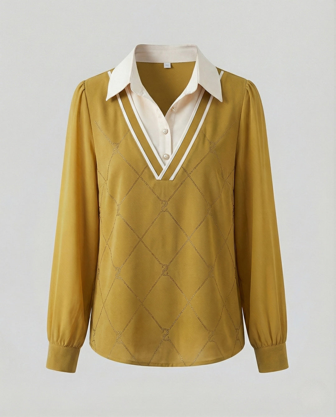 Layered Look Knit Sweater | Shirt Collar | V Neck Jumper-Fashion Nora