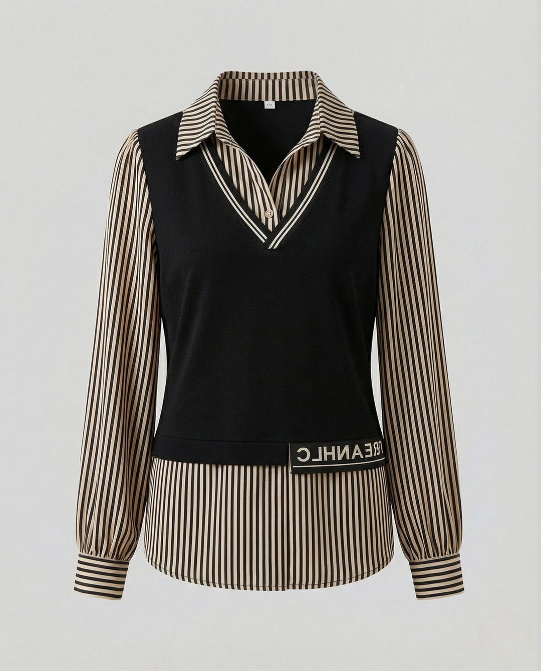Layered Look Knit Sweater | Shirt Collar | V Neck Jumper-Fashion Nora