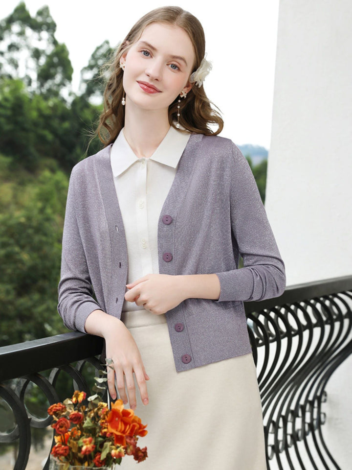 Lightweight Knit Cardigan | V-Neck | Single-Breasted Button Front-Fashion Nora