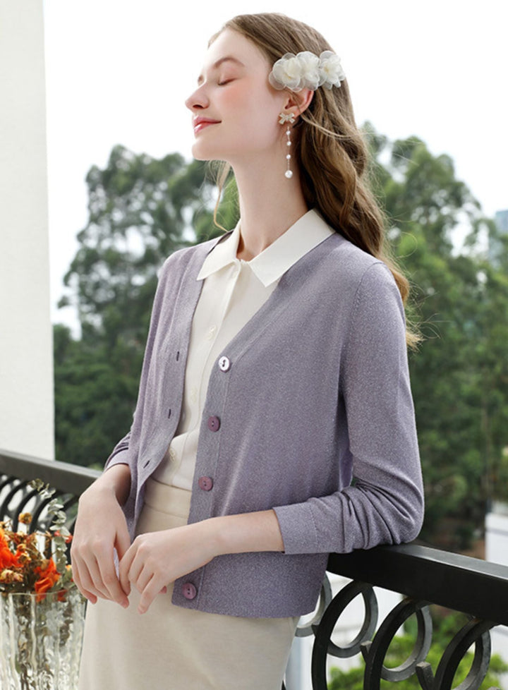 Lightweight Knit Cardigan | V-Neck | Single-Breasted Button Front-Fashion Nora
