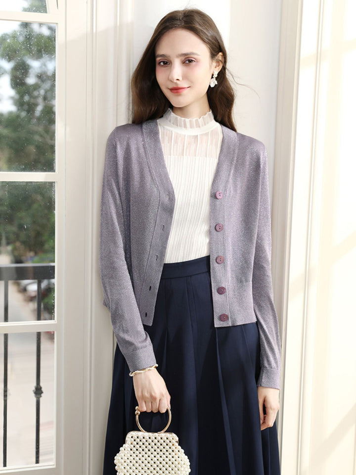 Lightweight Knit Cardigan | V-Neck | Single-Breasted Button Front-Fashion Nora