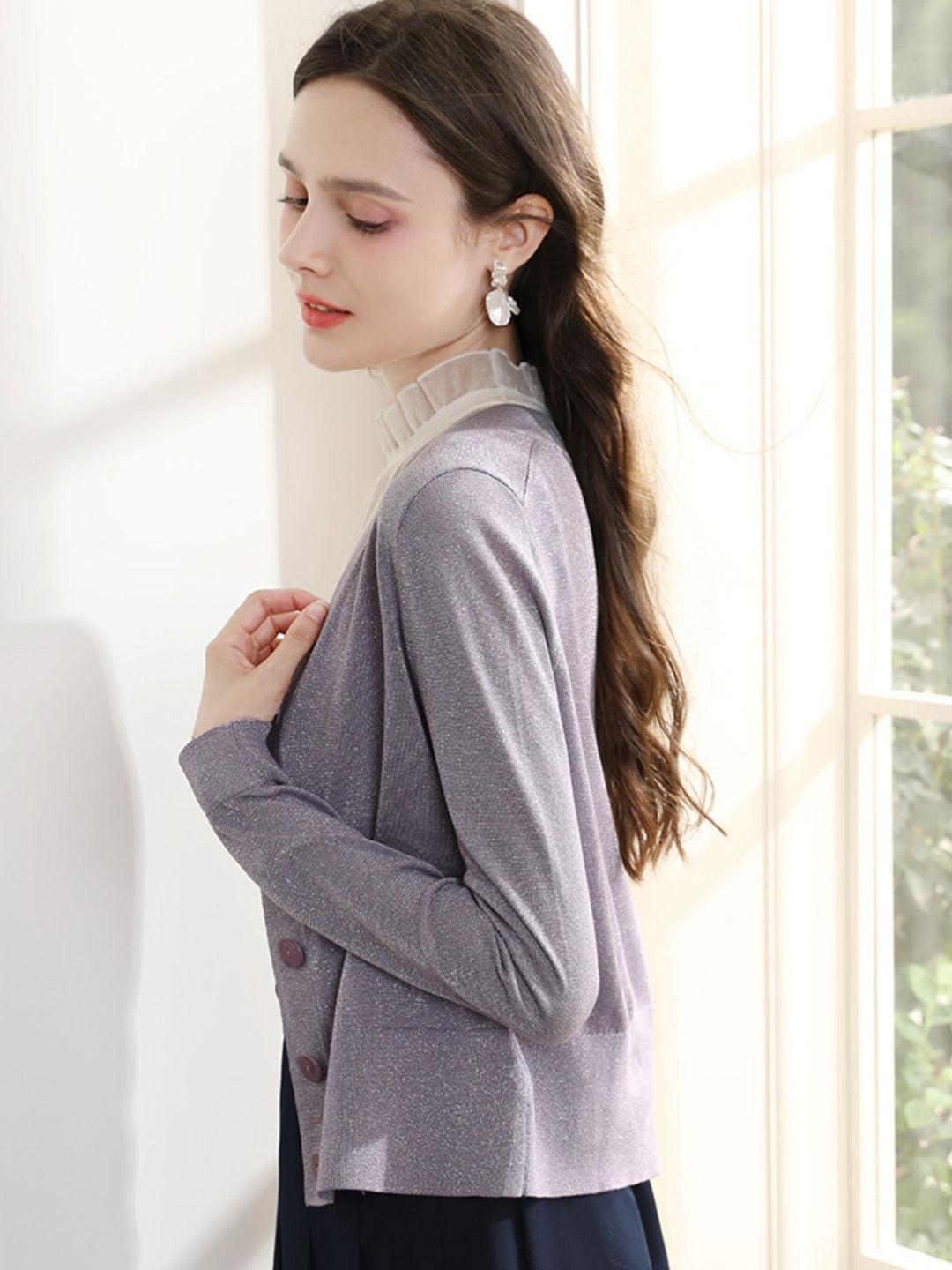 Lightweight Knit Cardigan | V-Neck | Single-Breasted Button Front-Fashion Nora
