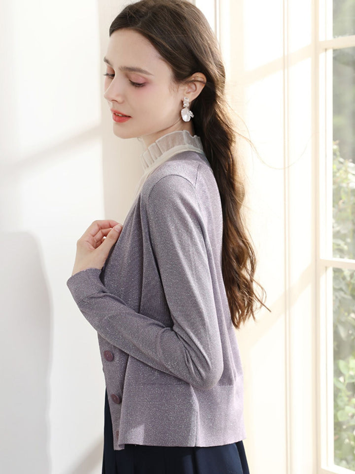 Lightweight Knit Cardigan | V-Neck | Single-Breasted Button Front-Fashion Nora