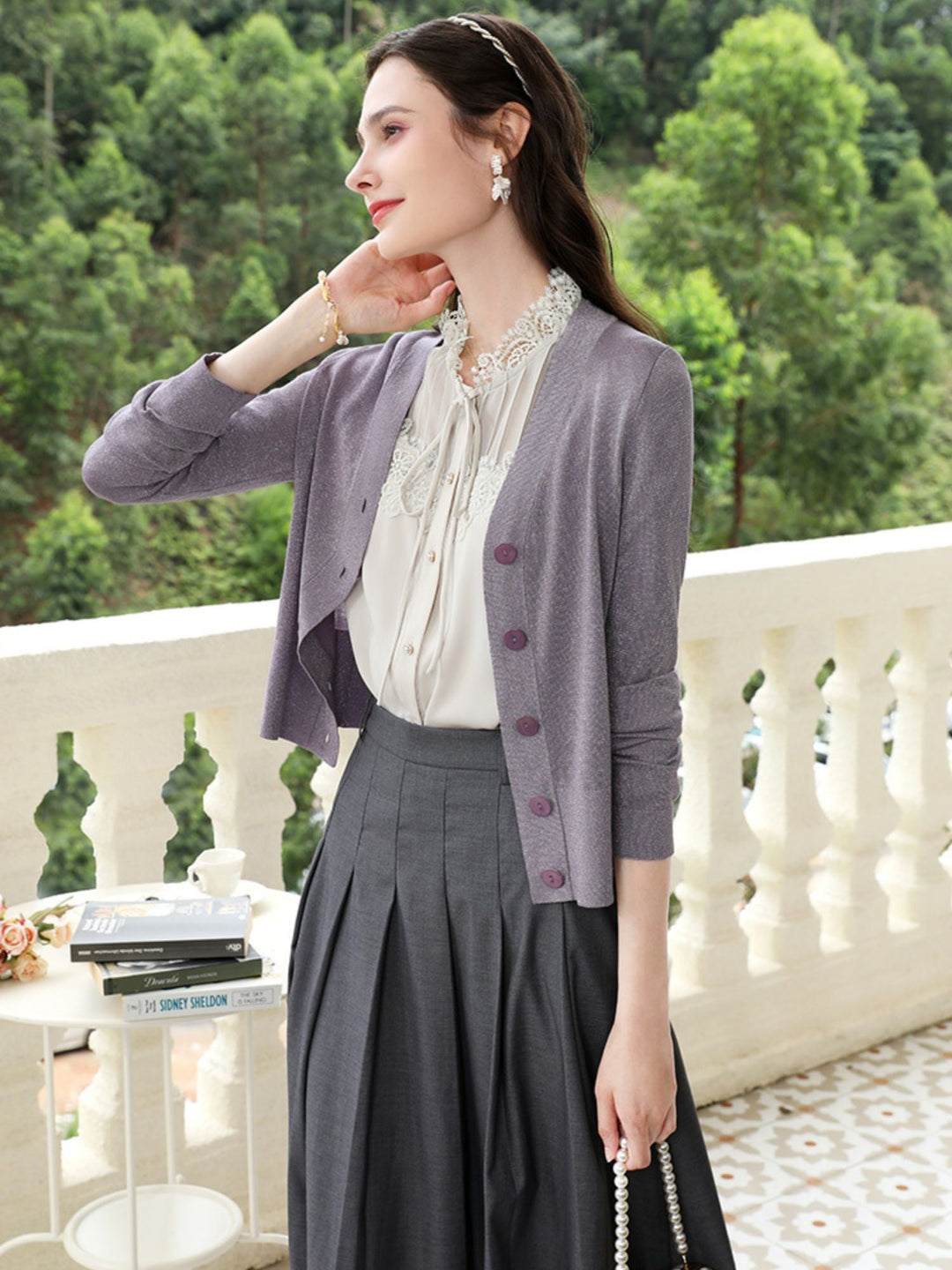Lightweight Knit Cardigan | V-Neck | Single-Breasted Button Front-Fashion Nora