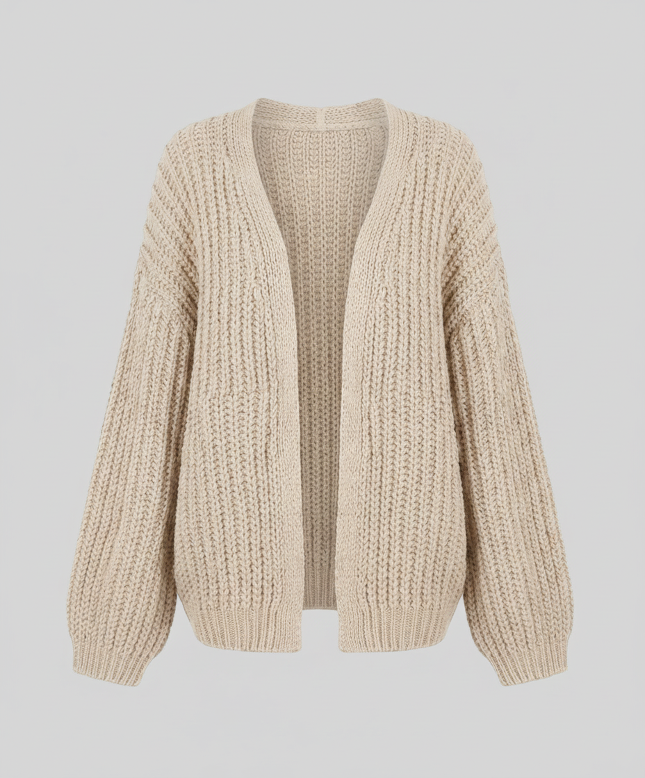 Long Sleeve Knit Cardigan | Open Front | Relaxed Fit-Fashion Nora