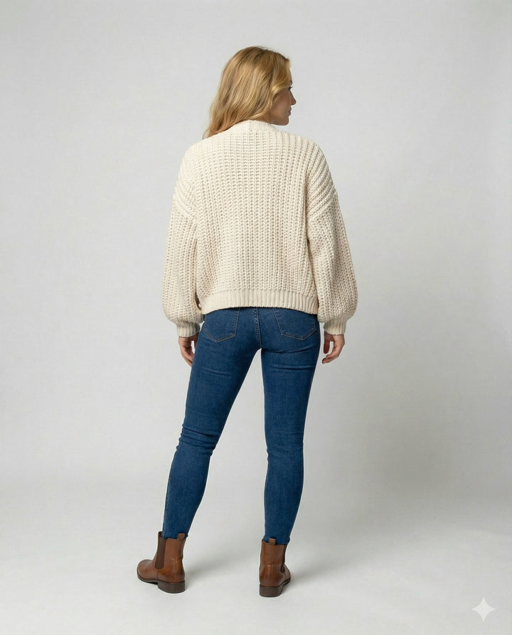 Long Sleeve Knit Cardigan | Open Front | Relaxed Fit-Fashion Nora