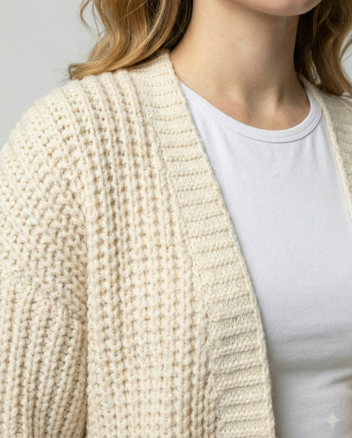 Long Sleeve Knit Cardigan | Open Front | Relaxed Fit-Fashion Nora