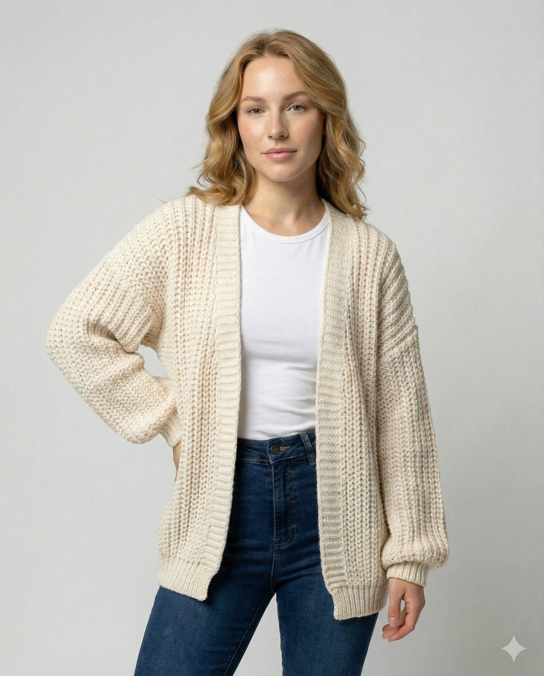 Long Sleeve Knit Cardigan | Open Front | Relaxed Fit-Fashion Nora