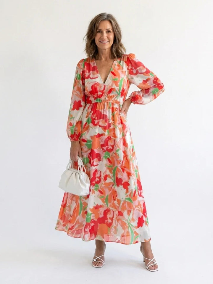 Long Sleeve Maxi Dress | Floral | Lightweight-Fashion Nora