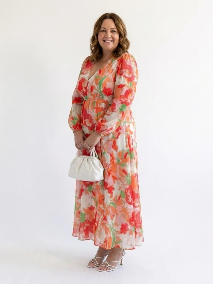 Long Sleeve Maxi Dress | Floral | Lightweight-Fashion Nora