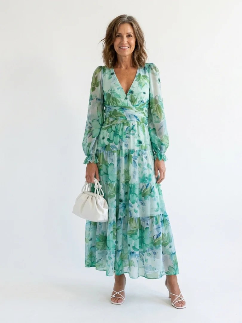 Long Sleeve Maxi Dress | Floral | Lightweight-Fashion Nora