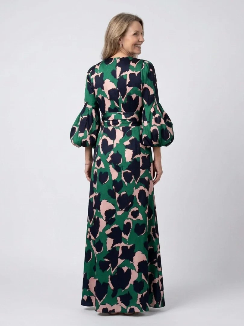 Long Sleeve Maxi Dress | V Neck | Tie Waist-Fashion Nora