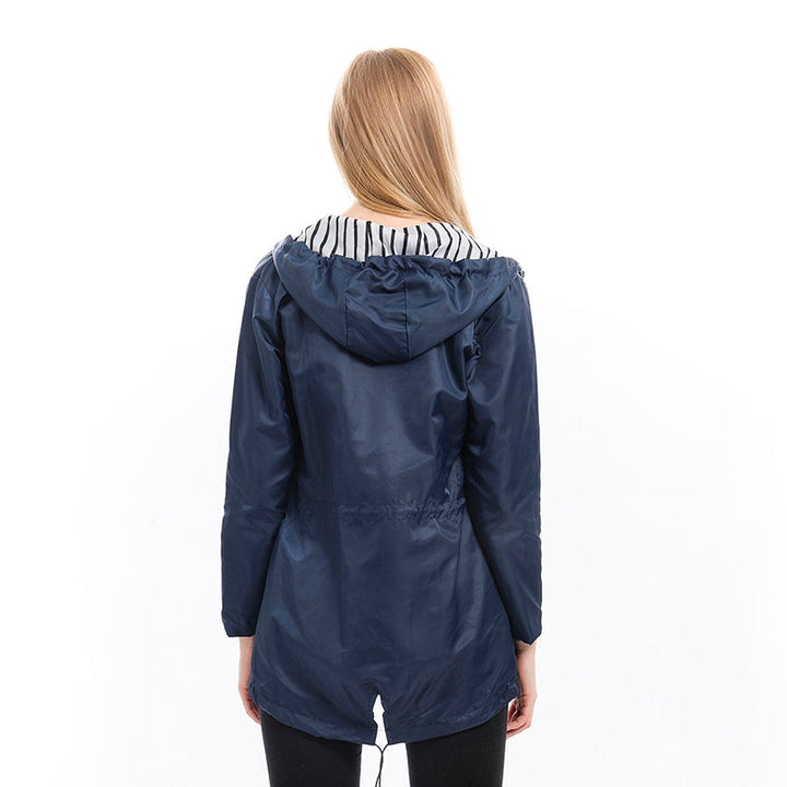 Mackintosh Raincoat | Hooded | Windproof and Waterproof | Zip and Button Front-Fashion Nora