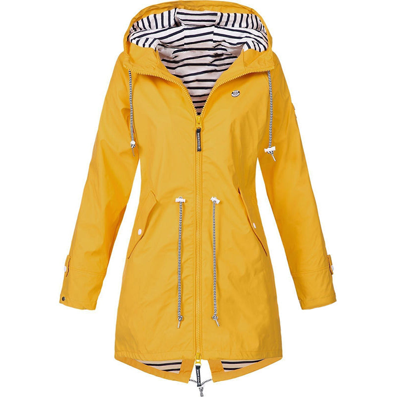 Mackintosh Raincoat | Hooded | Windproof and Waterproof | Zip and Button Front-Fashion Nora
