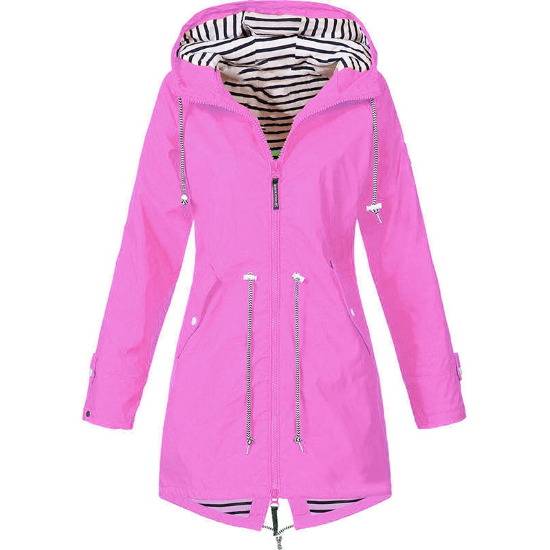 Mackintosh Raincoat | Hooded | Windproof and Waterproof | Zip and Button Front-Fashion Nora