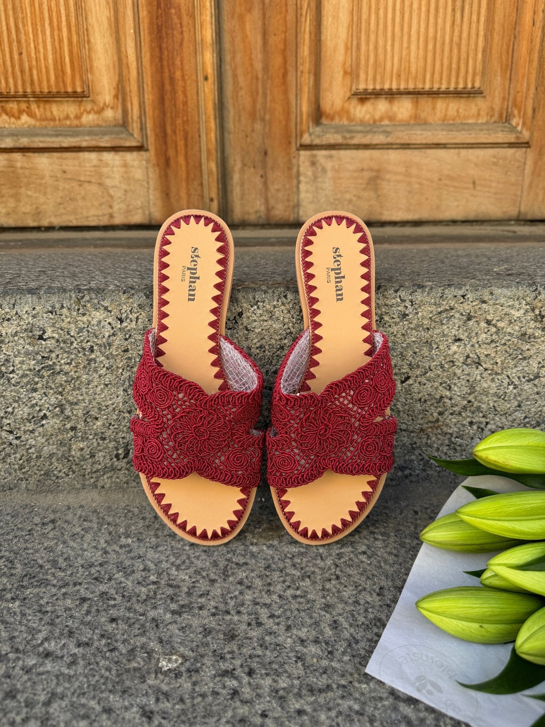 Margaret Flat Sandal - Bordeaux-Fashion Nora