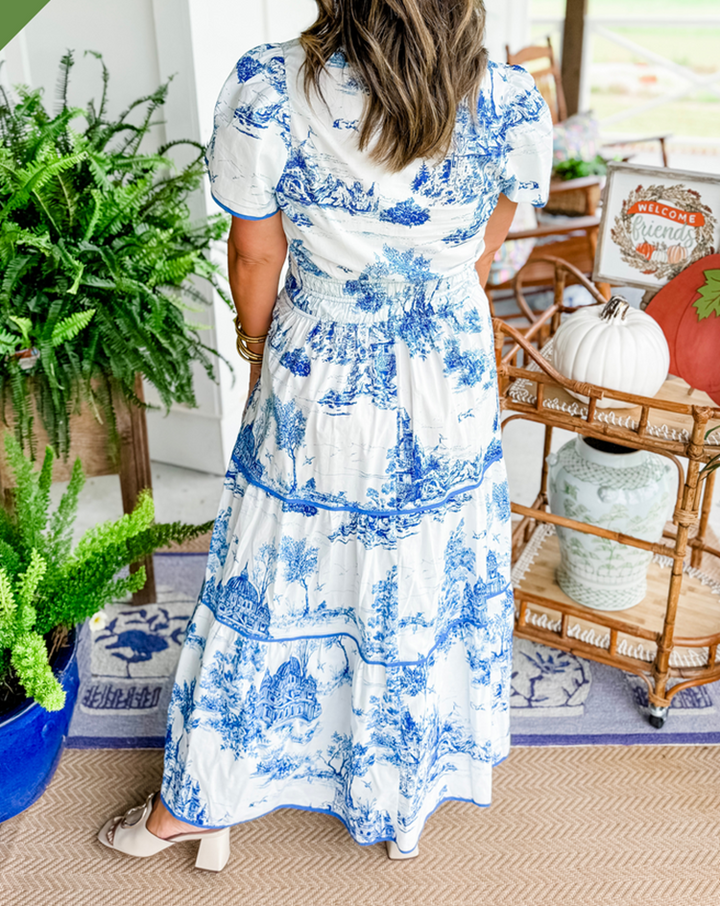 Maxi Dress | Short Sleeve | Shirred Waist | Floral Dress | Summer Dress-Fashion Nora