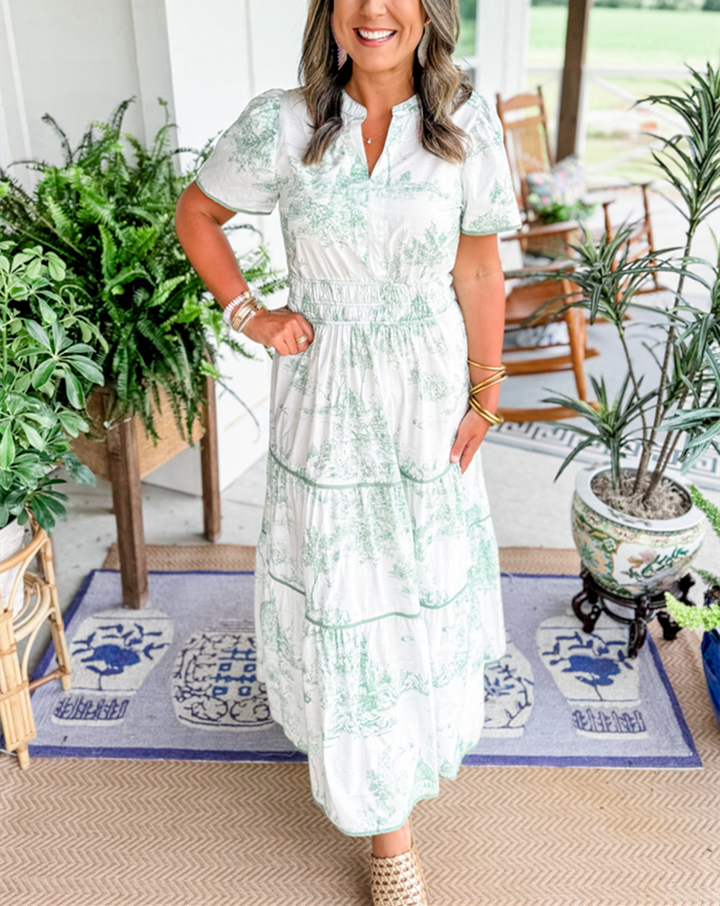 Maxi Dress | Short Sleeve | Shirred Waist | Floral Dress | Summer Dress-Fashion Nora