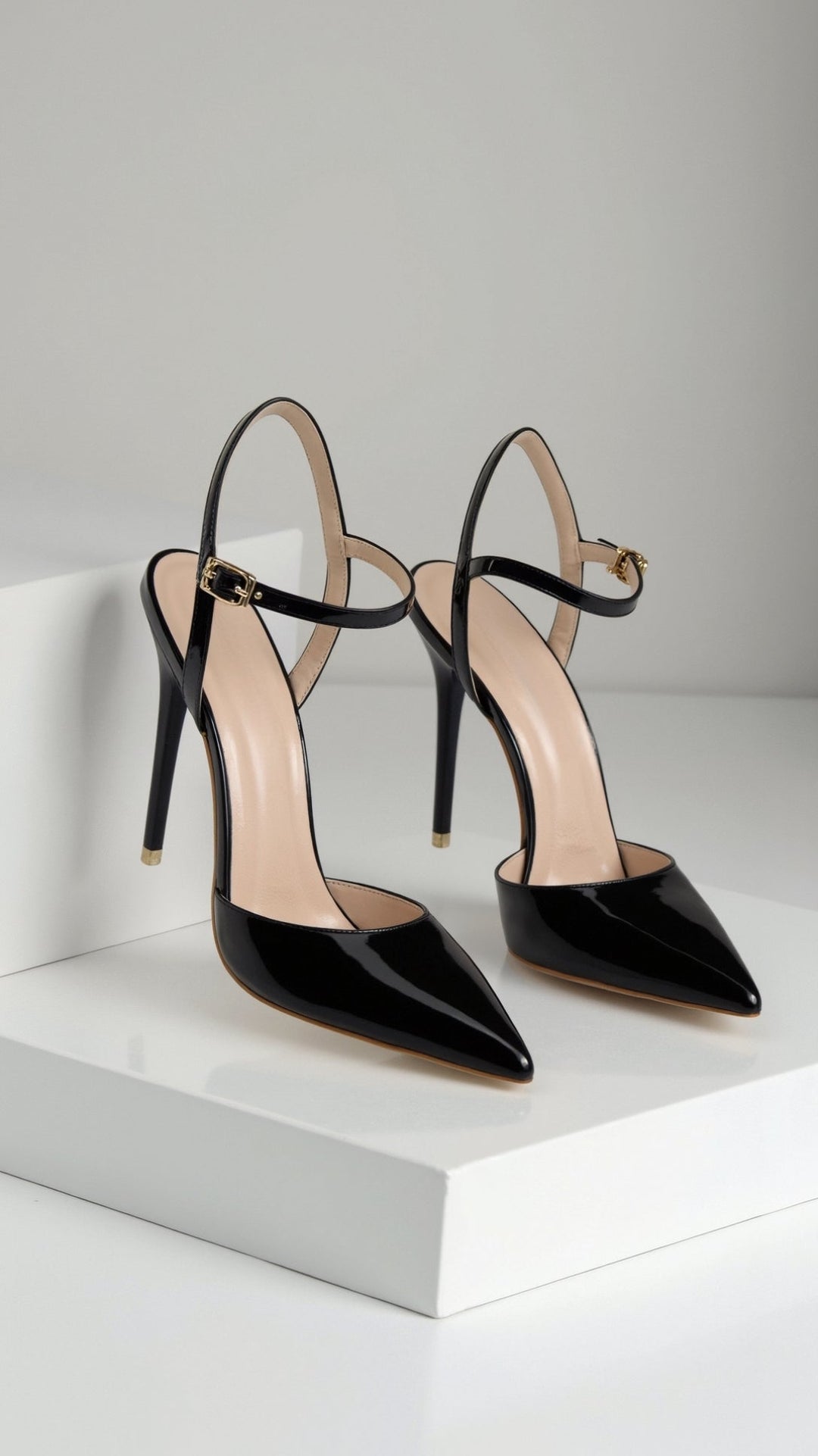 Metallic Pointed Toe Pumps | Ankle Strap Heels | Court Shoes-Fashion Nora