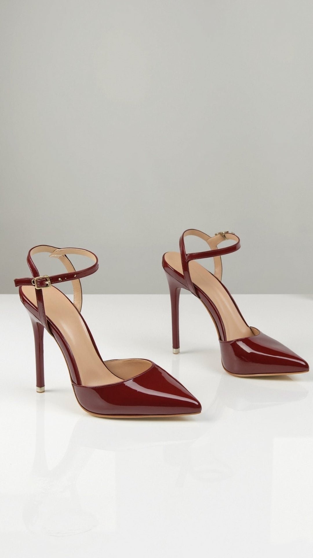 Metallic Pointed Toe Pumps | Ankle Strap Heels | Court Shoes-Fashion Nora